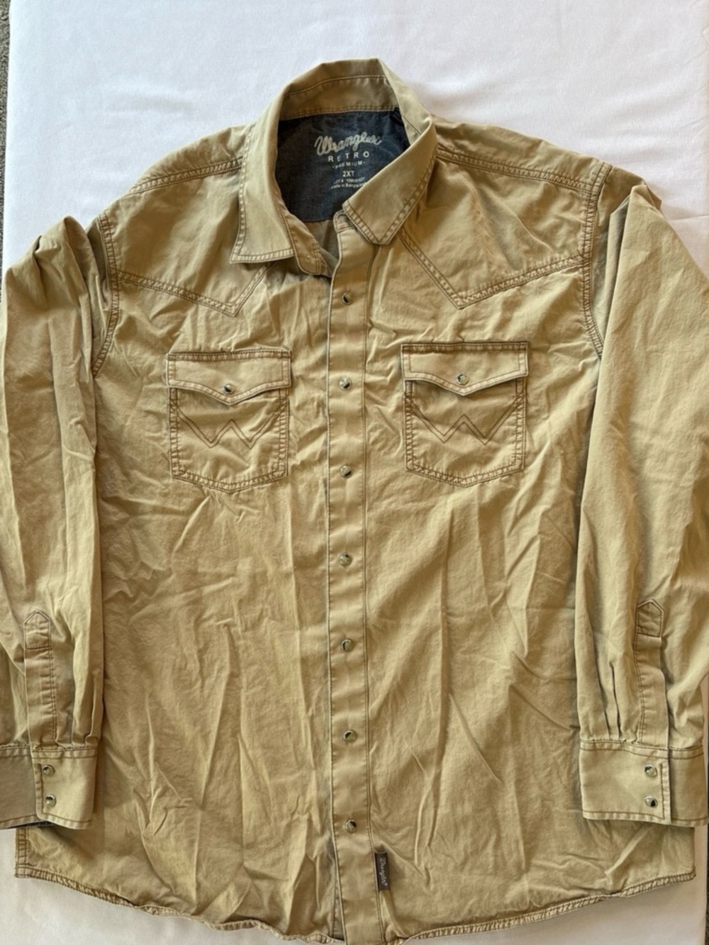 Wrangler Tan Western Button-Down Shirt